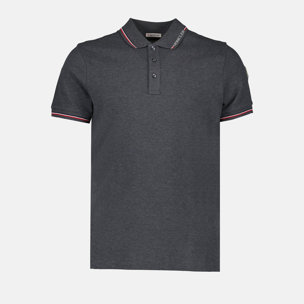 Polos Polo à logo et liseré Moncler Cinza Homme