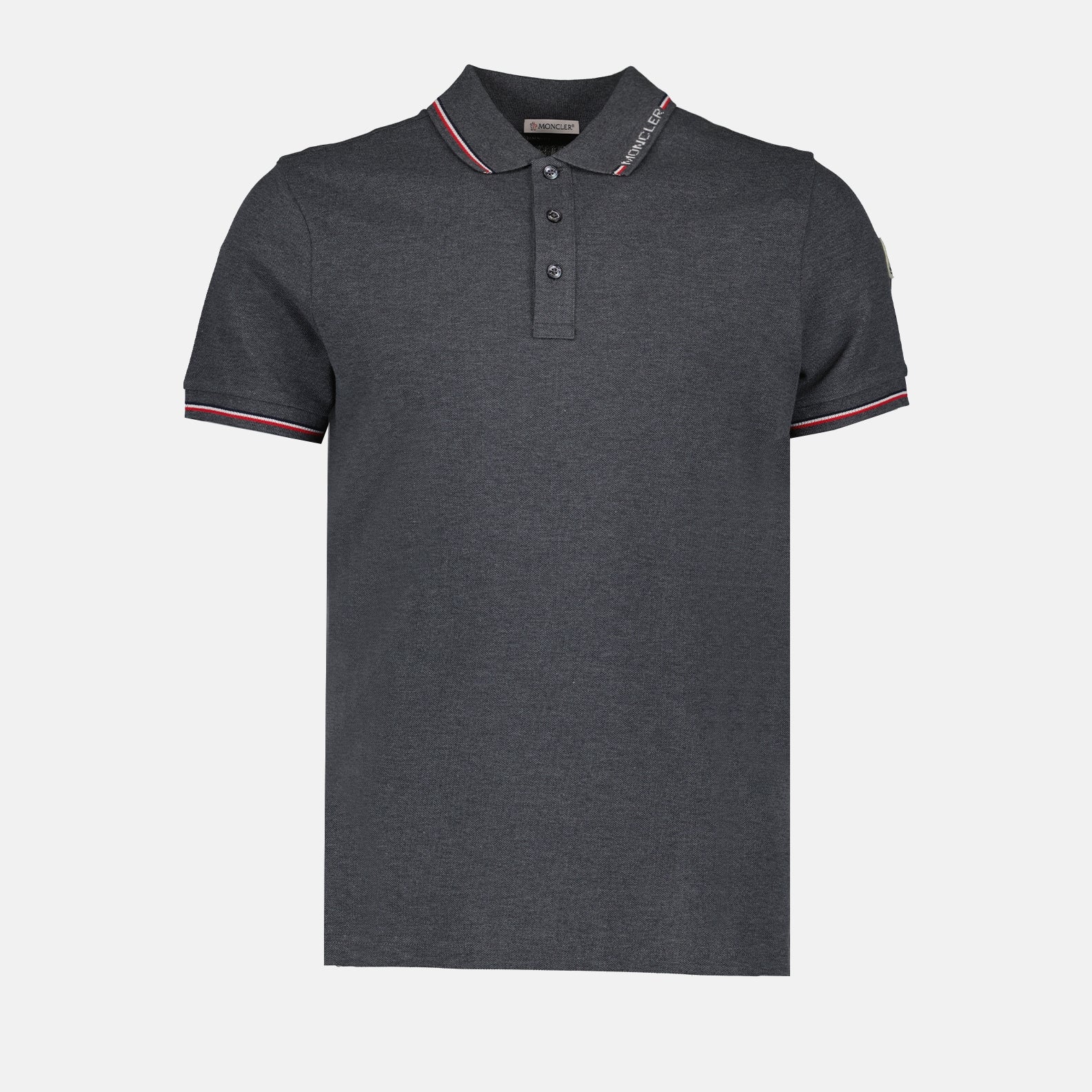 Polos Polo à logo et liseré Moncler Gris Homme