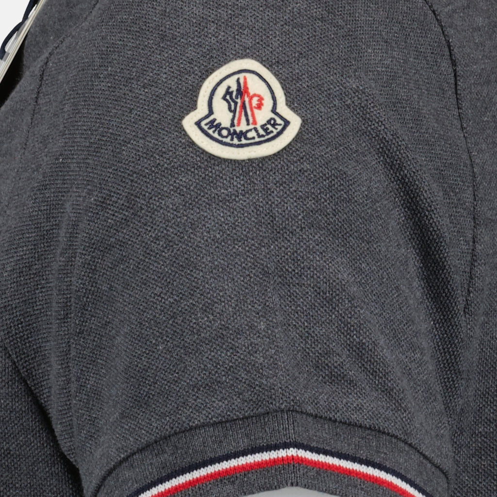 Polos Polo à logo et liseré Moncler Cinza Homme