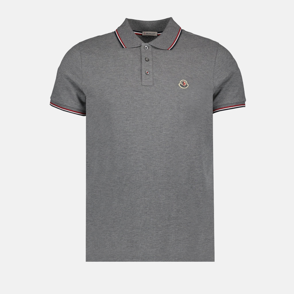 Polos Polo à logo et liseré Moncler Gris Homme
