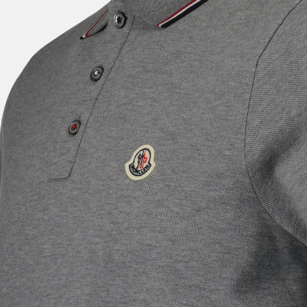 Polos Polo à logo et liseré Moncler Gris Homme
