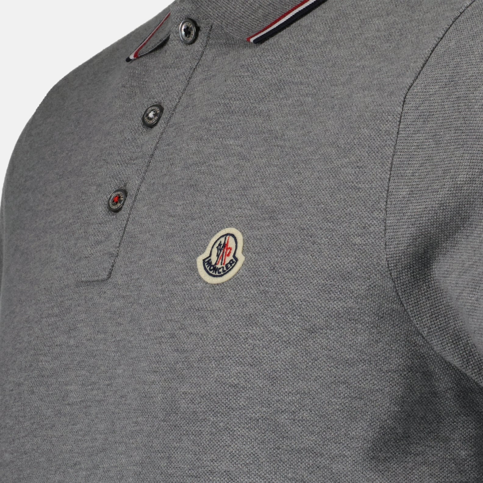 Polos Polo à logo et liseré Moncler Gris Homme