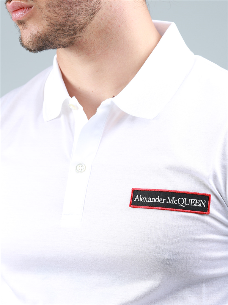 Polos Polo à logo bande Alexander McQueen Blanco Homme