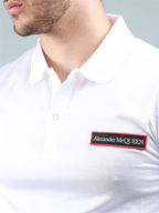 Polos Polo à logo bande Alexander McQueen Blanco Homme