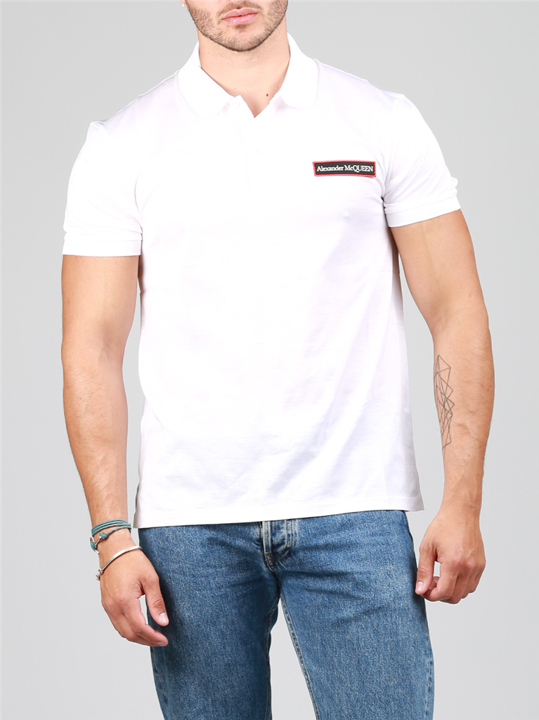 Polos Polo à logo bande Alexander McQueen Blanco Homme