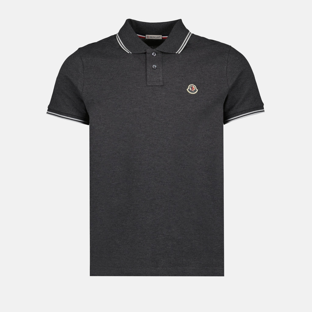 Polos Polo à logo et liseré Moncler Cinza Homme