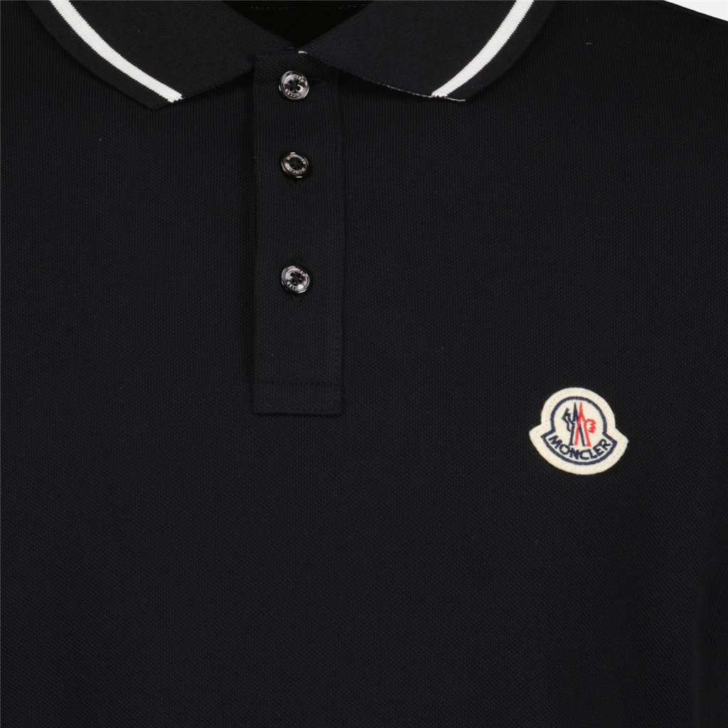 Polos Polo à logo et liseré Moncler Negro Homme