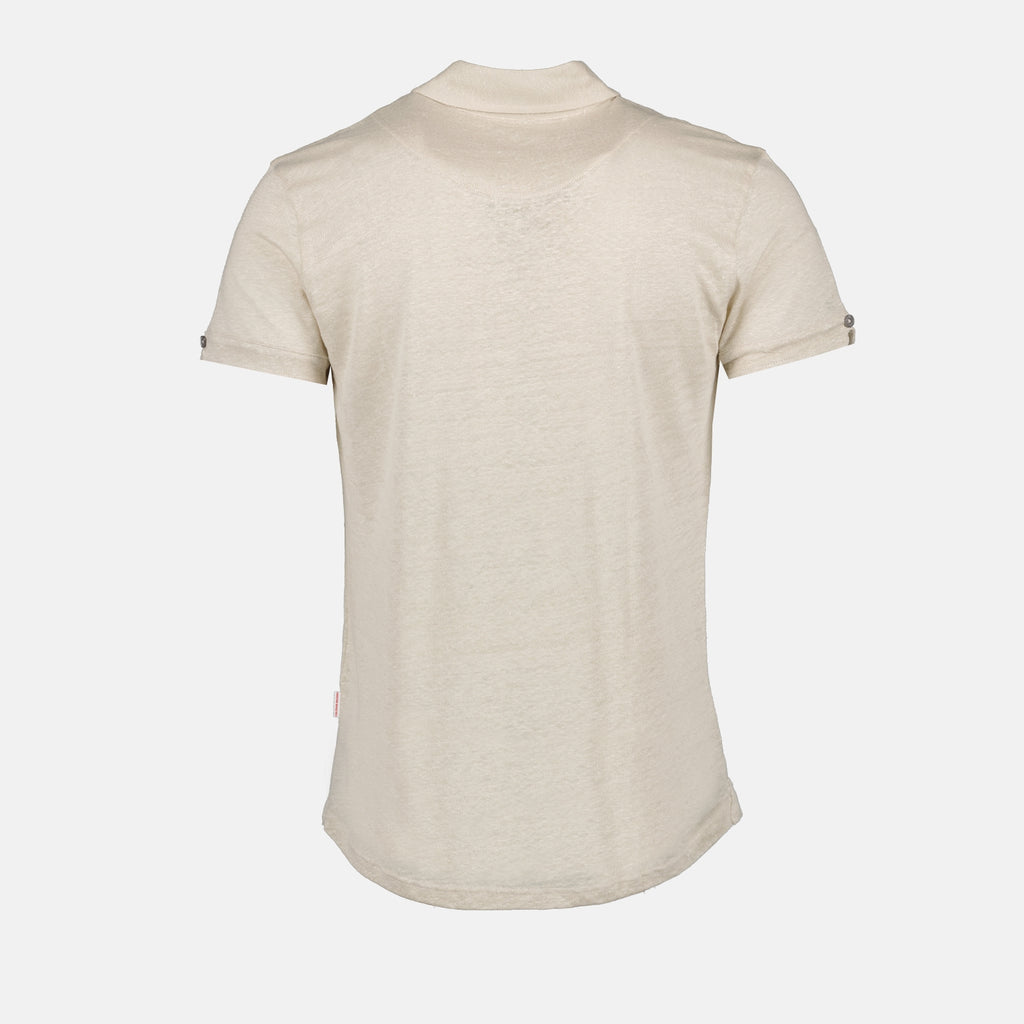 Polos Polo Sebastian en lin Orlebar Brown Bege Homme