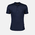 Polos Polo Sebastian en lin Orlebar Brown Bleu foncé Homme