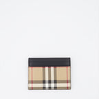 スモールレザーグッズ チェックされたカードホルダー Burberry ベージュ 女性