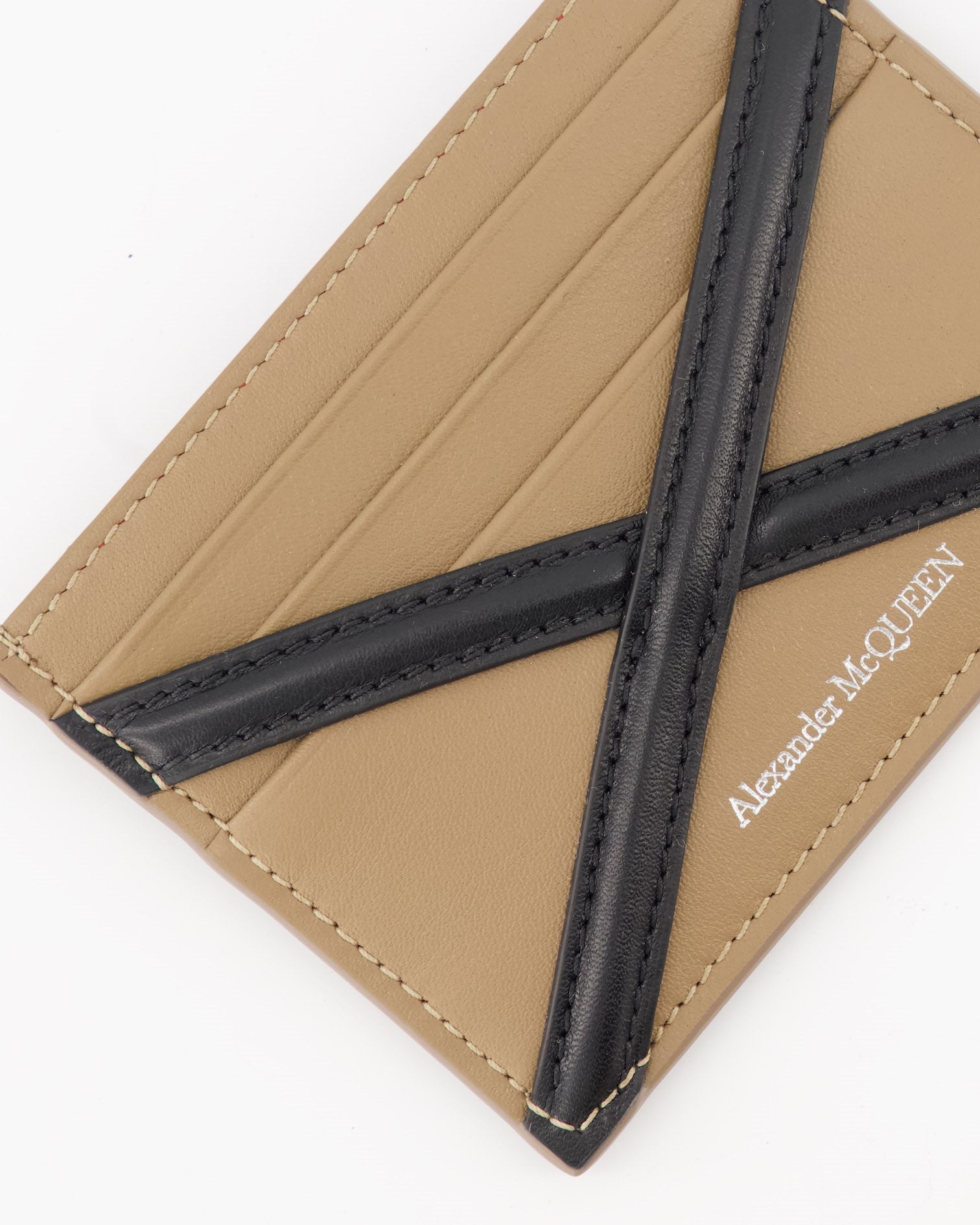 Small leather goods Harness card holder Alexander McQueen Beige Man
