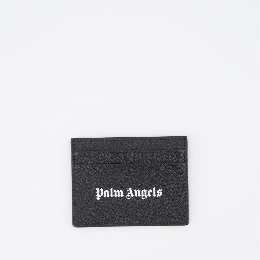 スモールレザーグッズ グレインレザーカードホルダー Palm Angels 黒 男