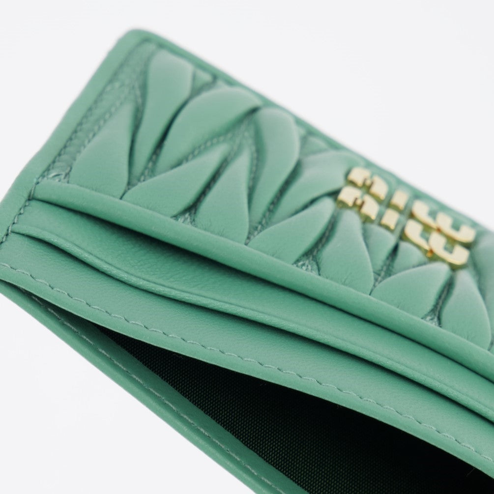 Small leather goods Quilted leather card holder Miu Miu Green Women