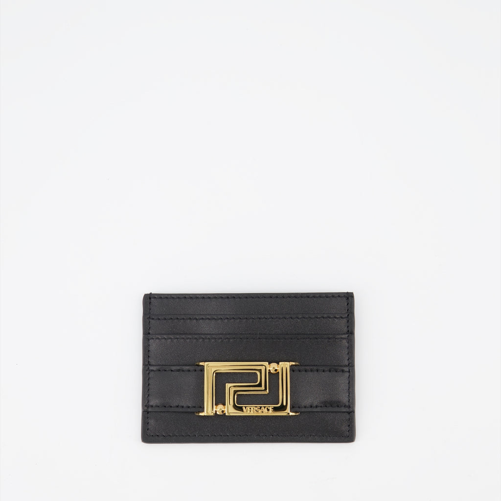 소형 가죽 제품 Porte-cartes Goddess Versace 검은색 Femme