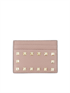 Pequenos artigos de couro Porte-cartes Rockstud Valentino Garavani Bege Femme