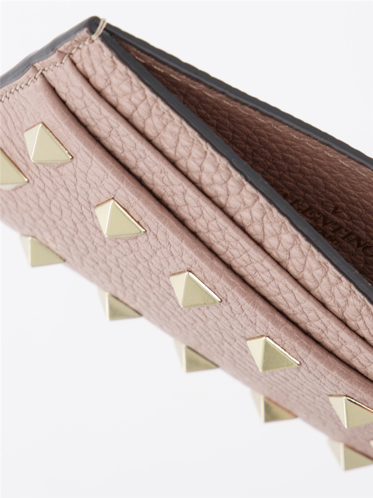 Pequenos artigos de couro Porte-cartes Rockstud Valentino Garavani Bege Femme