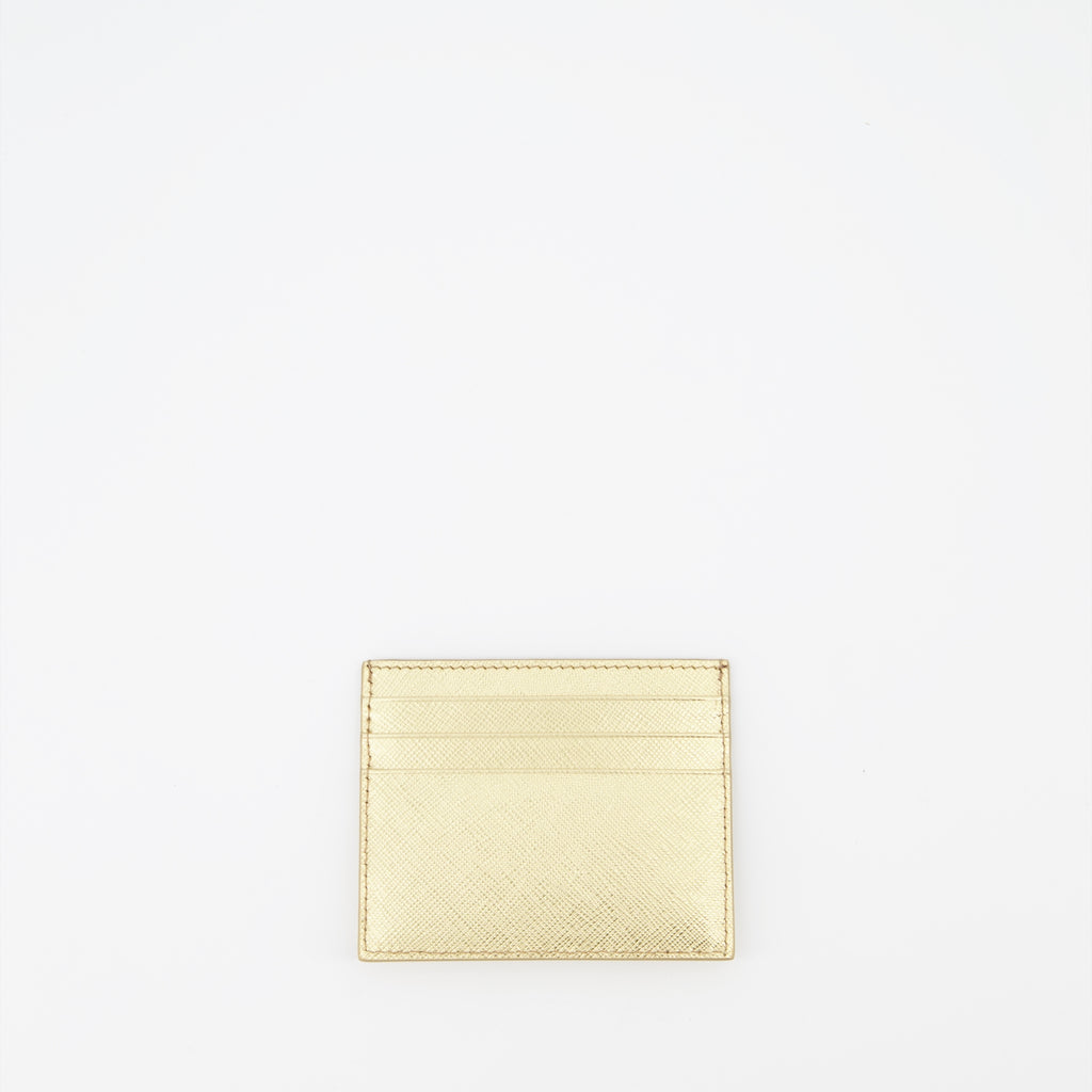 Pequenos artigos de couro Porte-cartes Saffiano Prada Ouro Femme