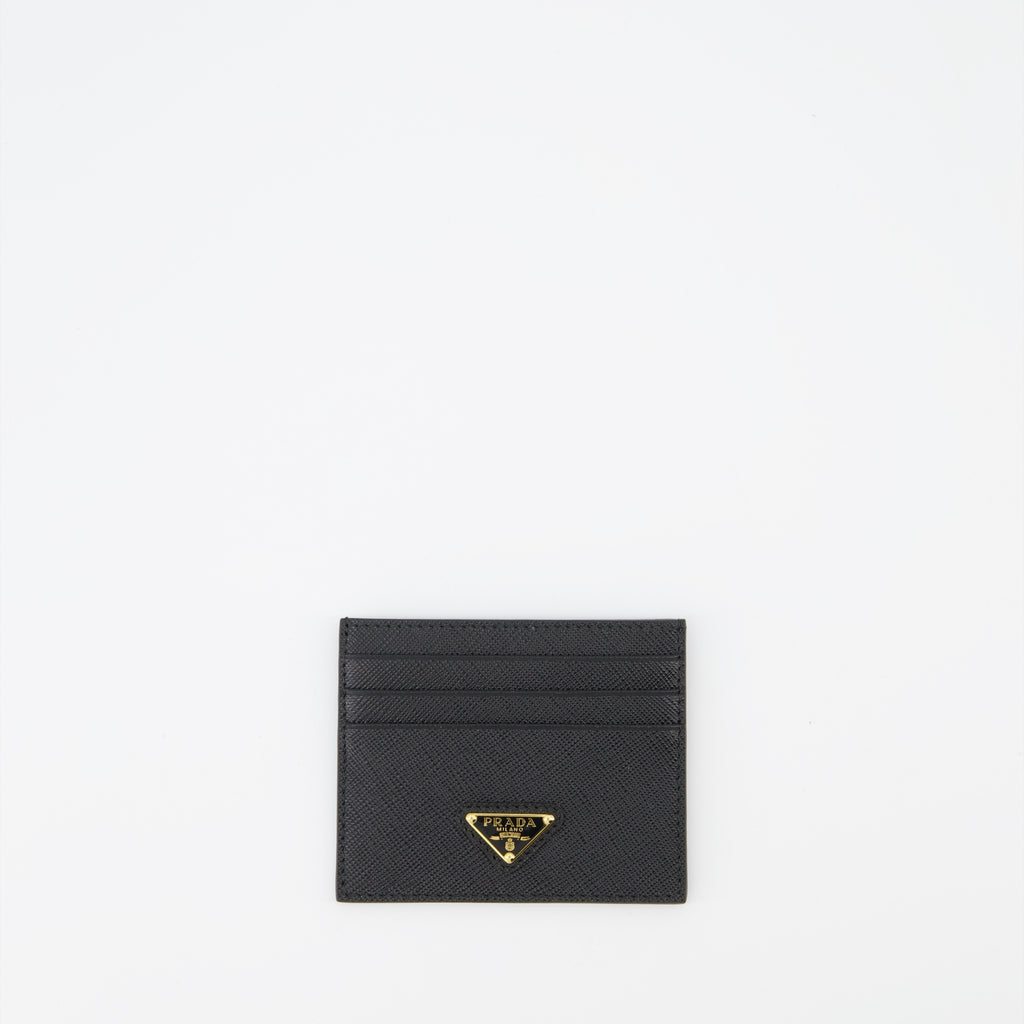 Pequenos artigos de couro Porta Cartões Saffiano Prada Preto Femme