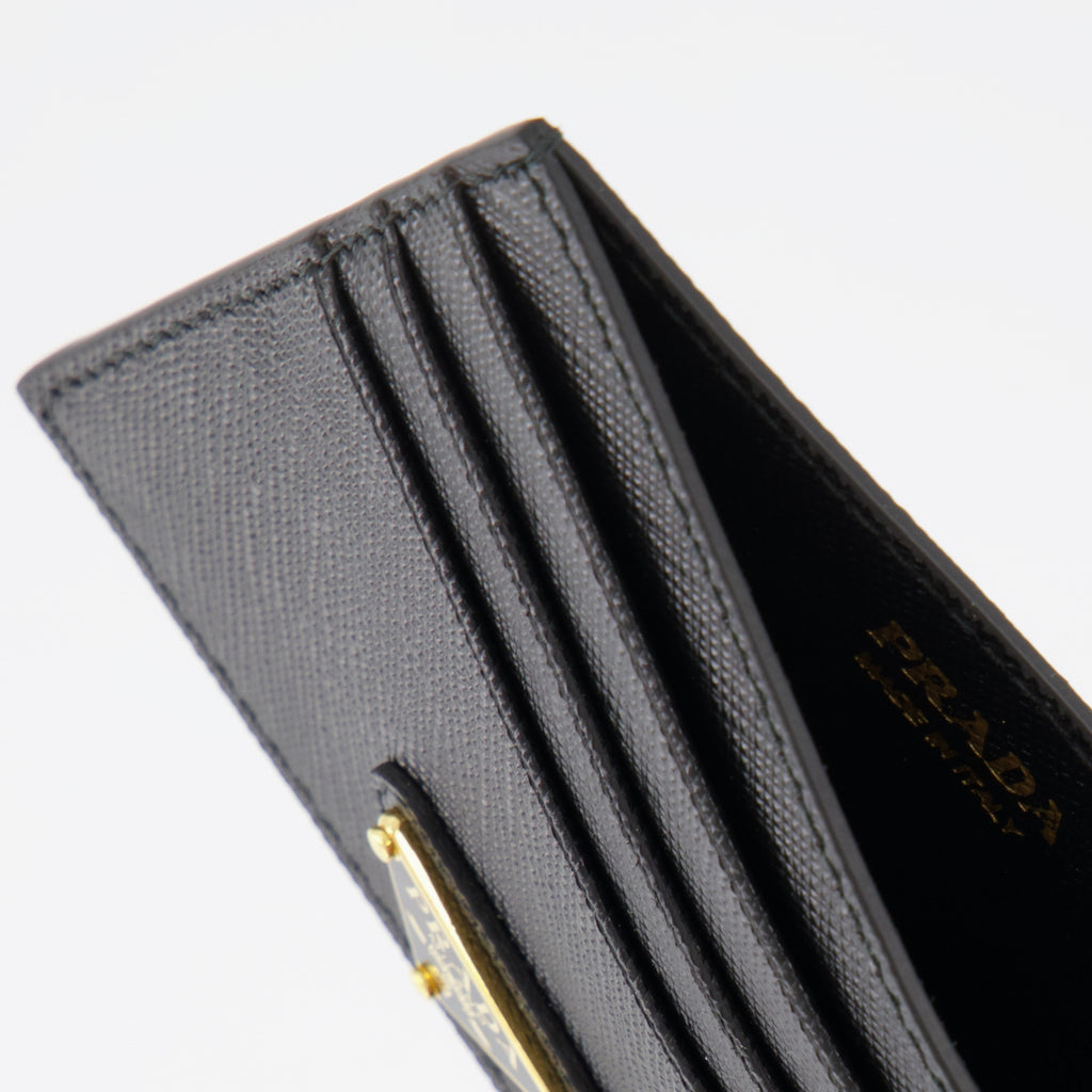 Pequenos artigos de couro Porta Cartões Saffiano Prada Preto Femme