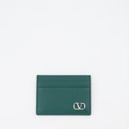 Pequenos artigos de couro Porte-cartes VLogo Valentino Garavani Verde Homme