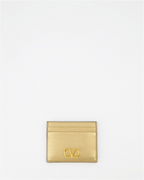 Pequenos artigos de couro Porte-cartes VLogo Valentino Garavani Ouro Femme