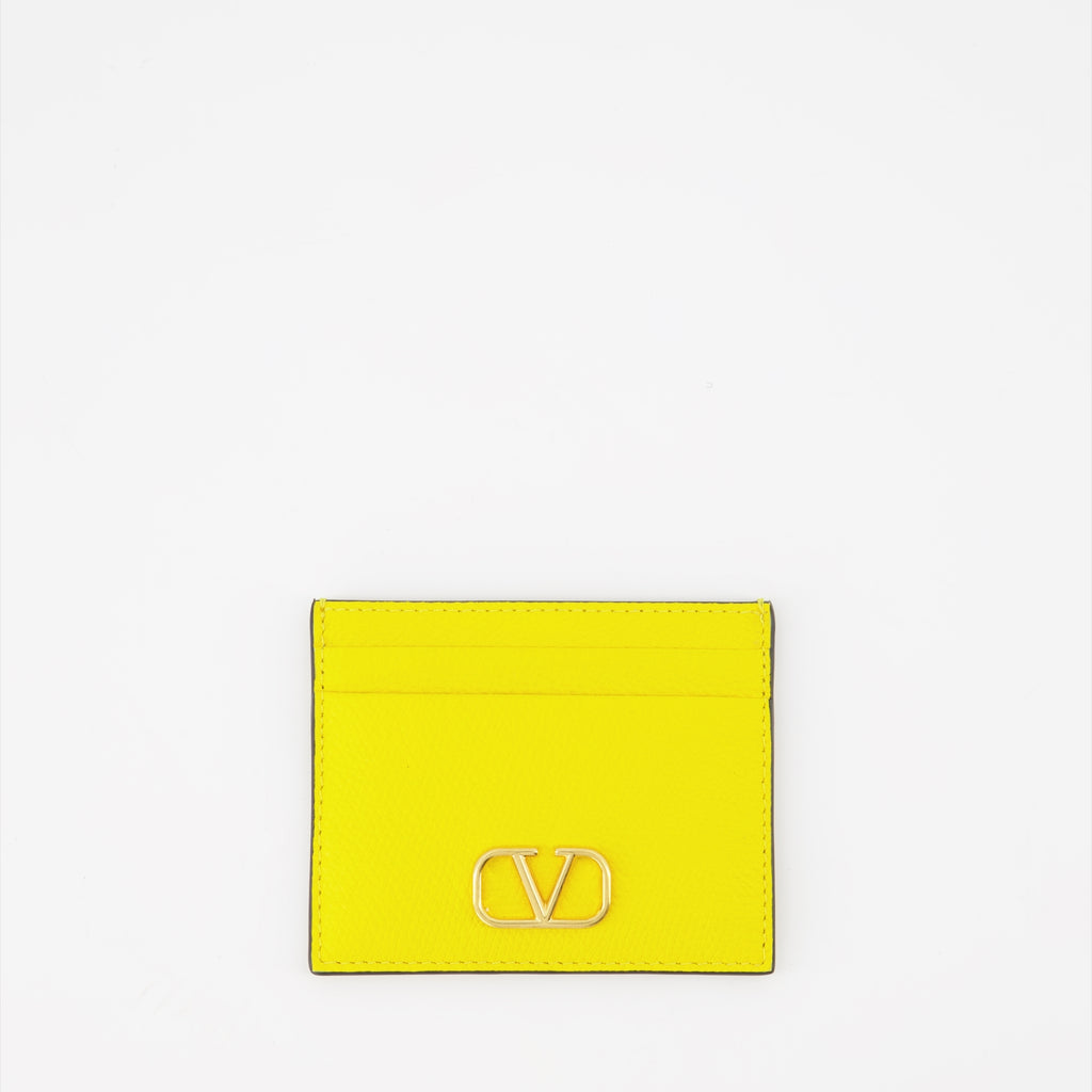 スモールレザーグッズ VLogo シグネチャー グレイニー カード ホルダー Valentino Garavani 黄色 女性
