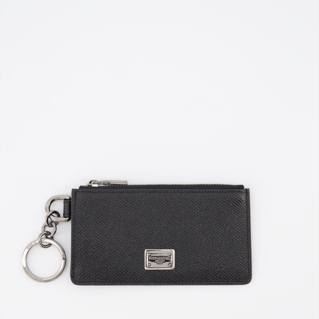 Pequenos artigos de couro Porte-monnaie à logo plaque Dolce & Gabbana Preto Homme