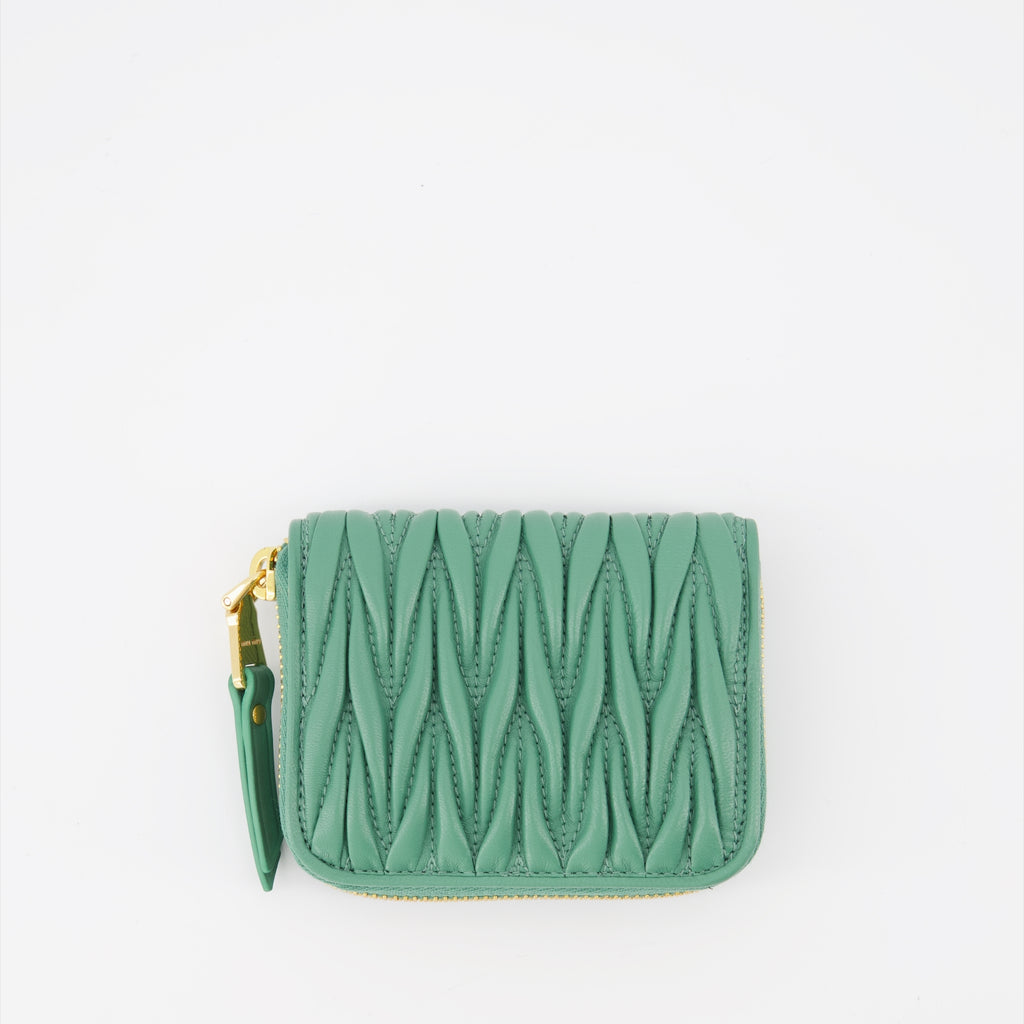 Pequenos artigos de couro Porte-monnaie Lettering Miu Miu Verde Femme