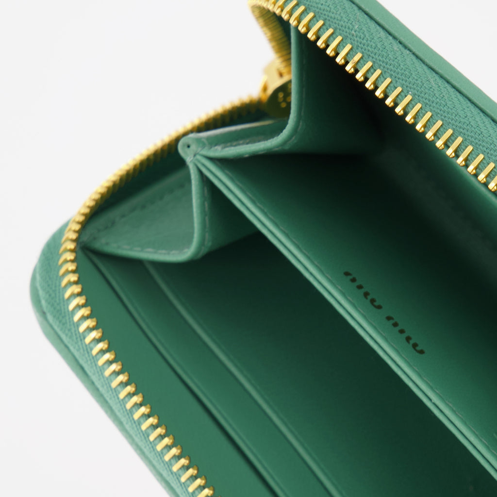Pequenos artigos de couro Porte-monnaie Lettering Miu Miu Verde Femme