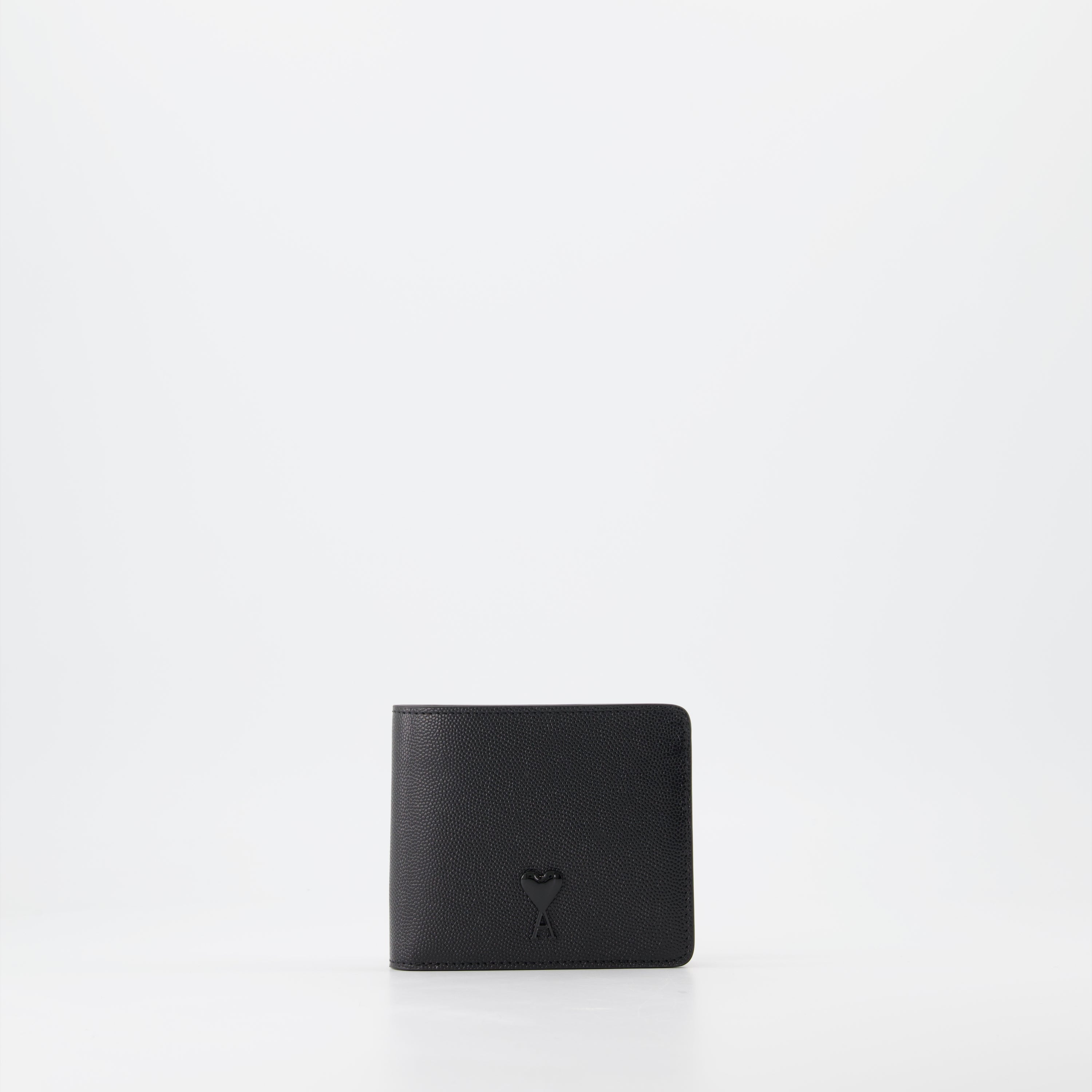 Small leather goods Folded wallet Ami de coeur Ami PARIS Black Unisex