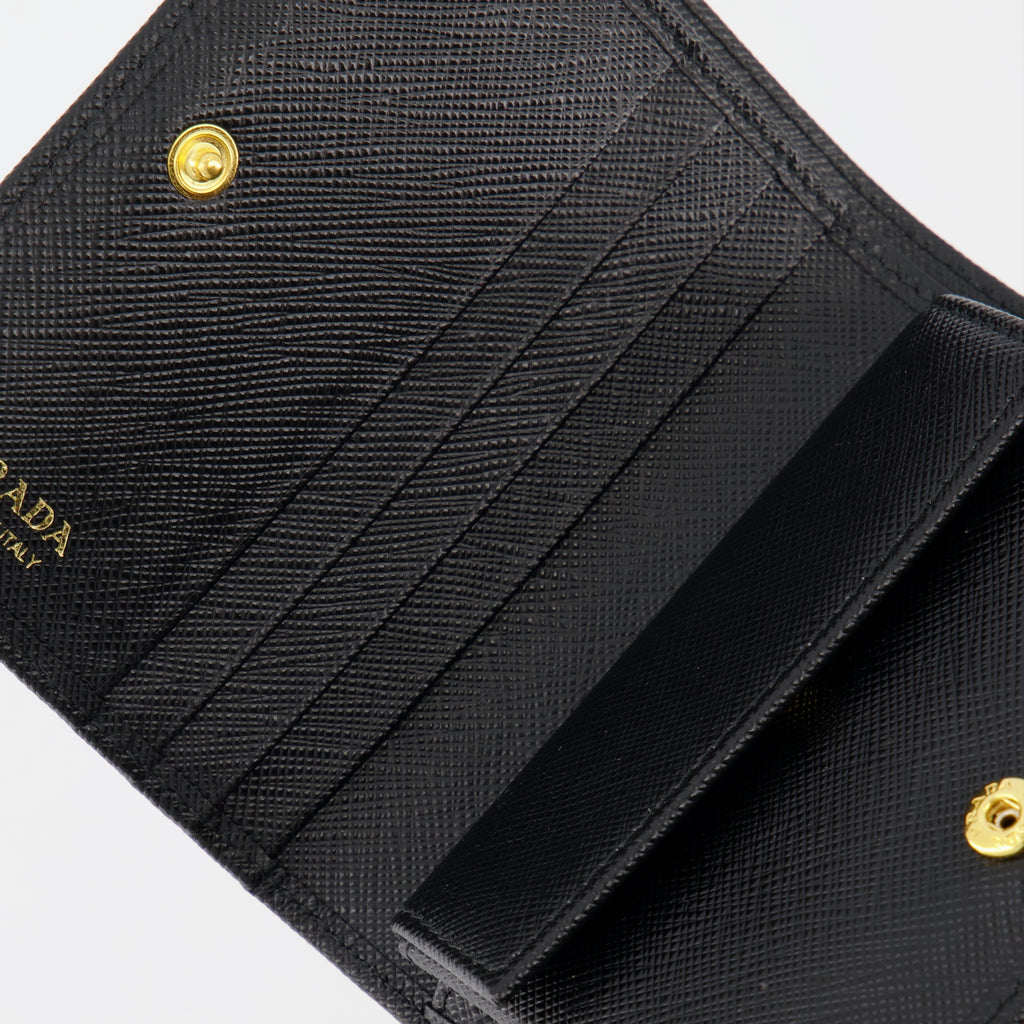 Small leather goods Saffiano wallet Prada Black Women