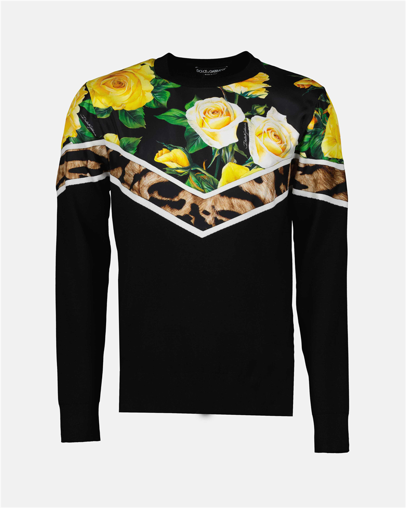 Maille Pull à fleurs Dolce & Gabbana Noir Homme