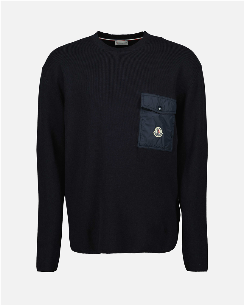 Maille Pull à logo Moncler Bleu Homme