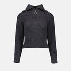 Maille Pull à zip Ami PARIS Gris Femme
