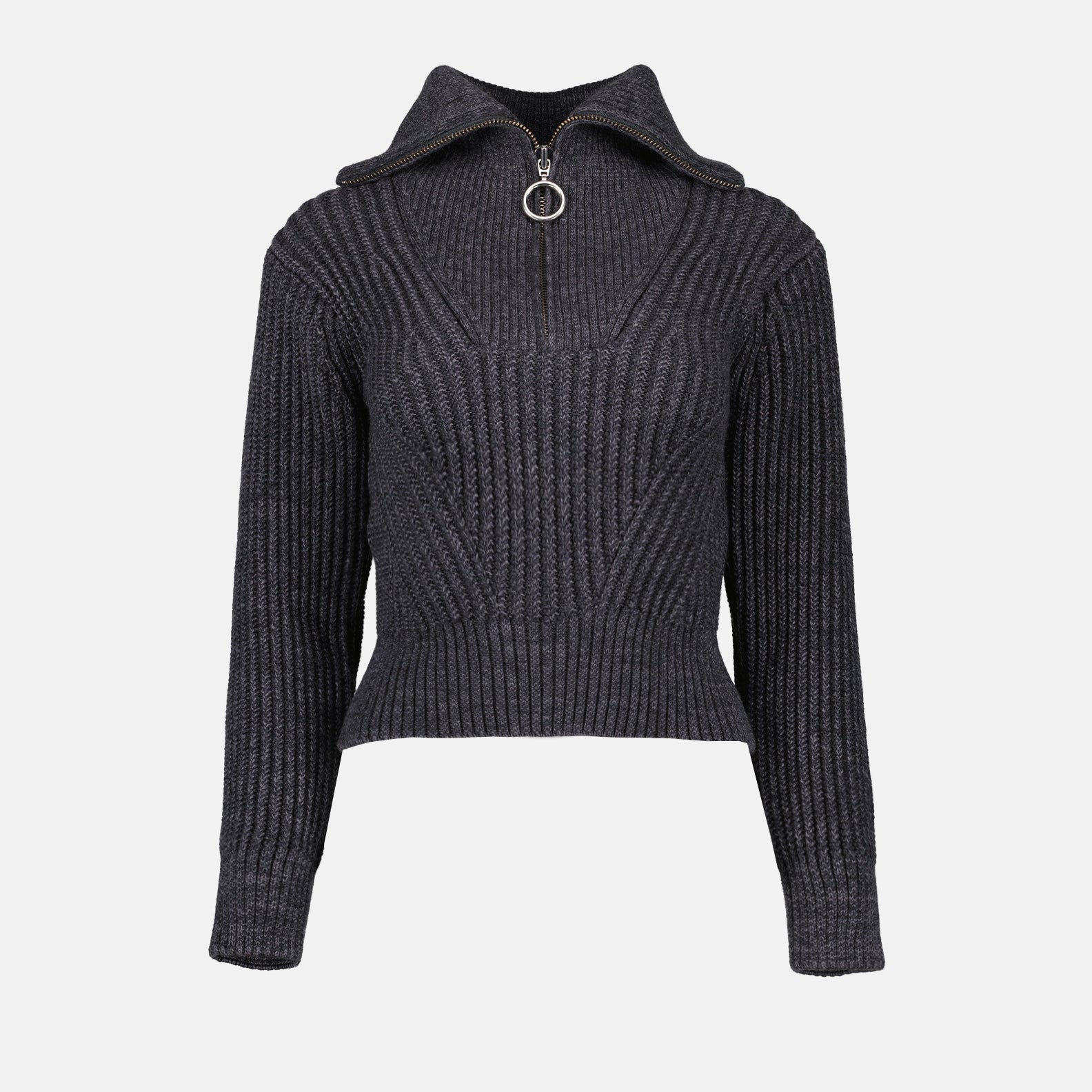 Maille Pull à zip Ami PARIS Gris Femme