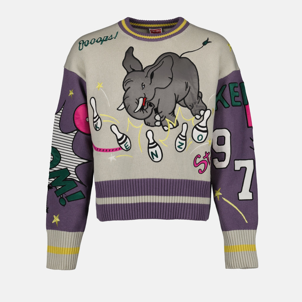 Prendas de punto Pull Bowling Elephant Kenzo Púrpura Homme