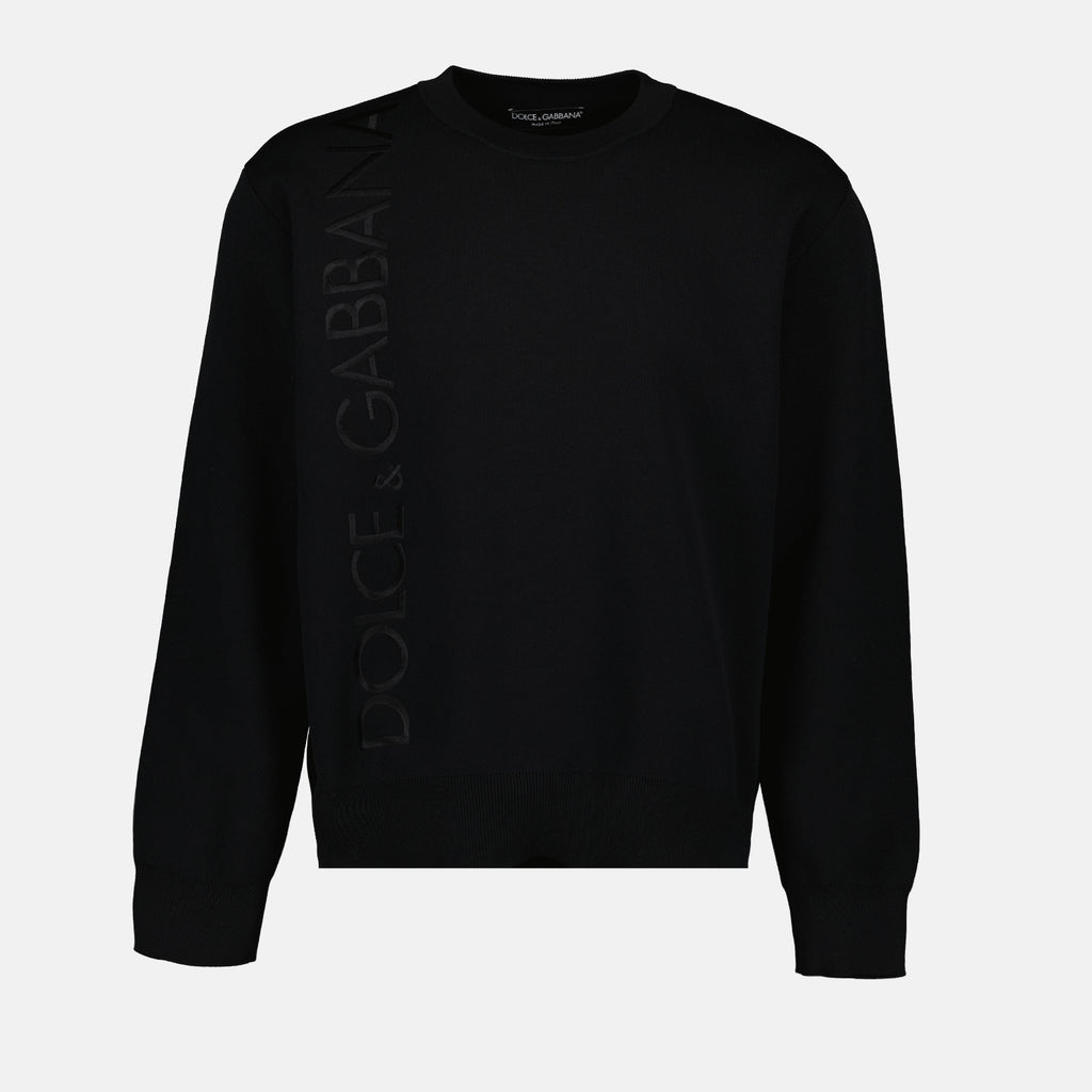 Maglieria Pull en laine à broderie Dolce & Gabbana Nero Homme