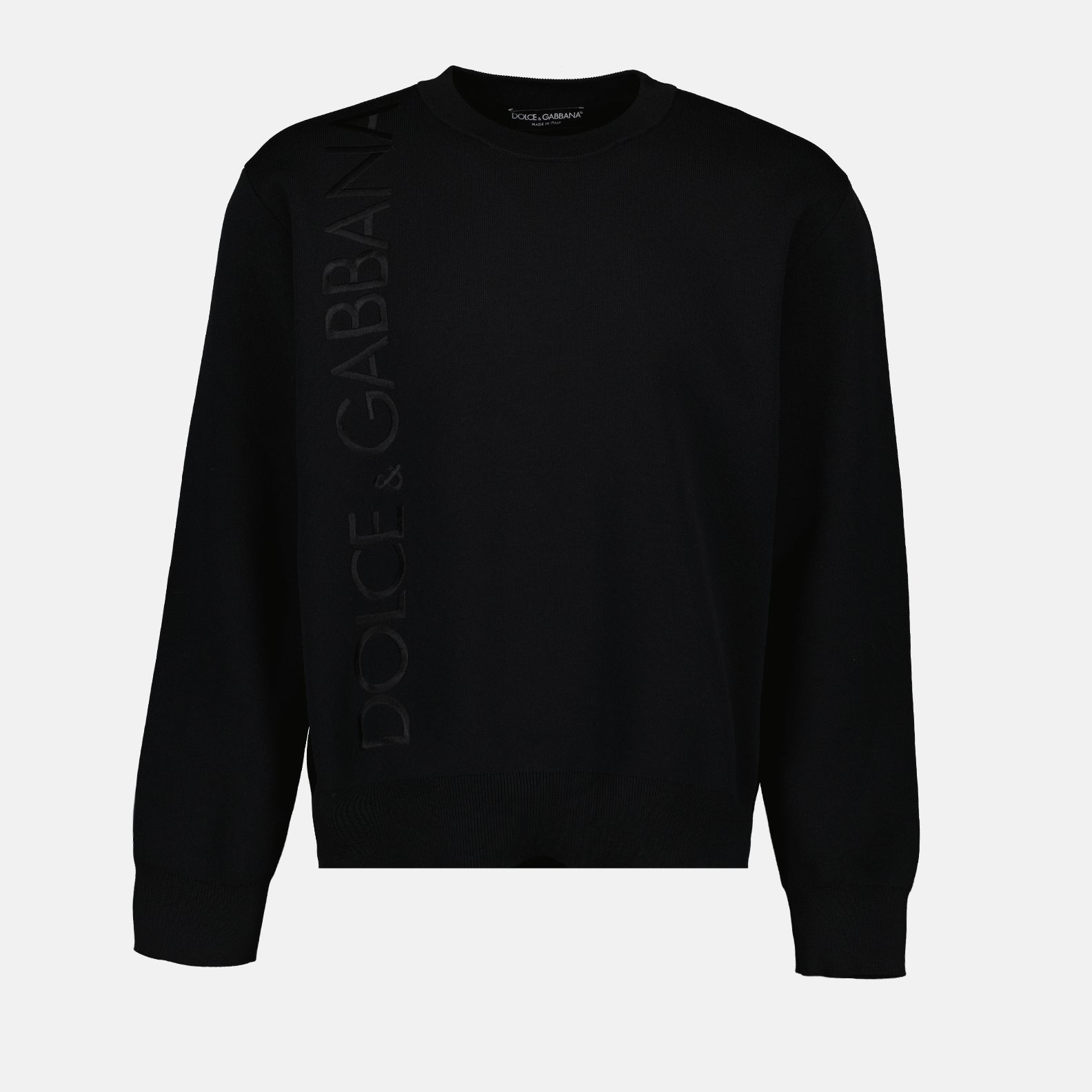 Maille Pull en laine à broderie Dolce & Gabbana Noir Homme