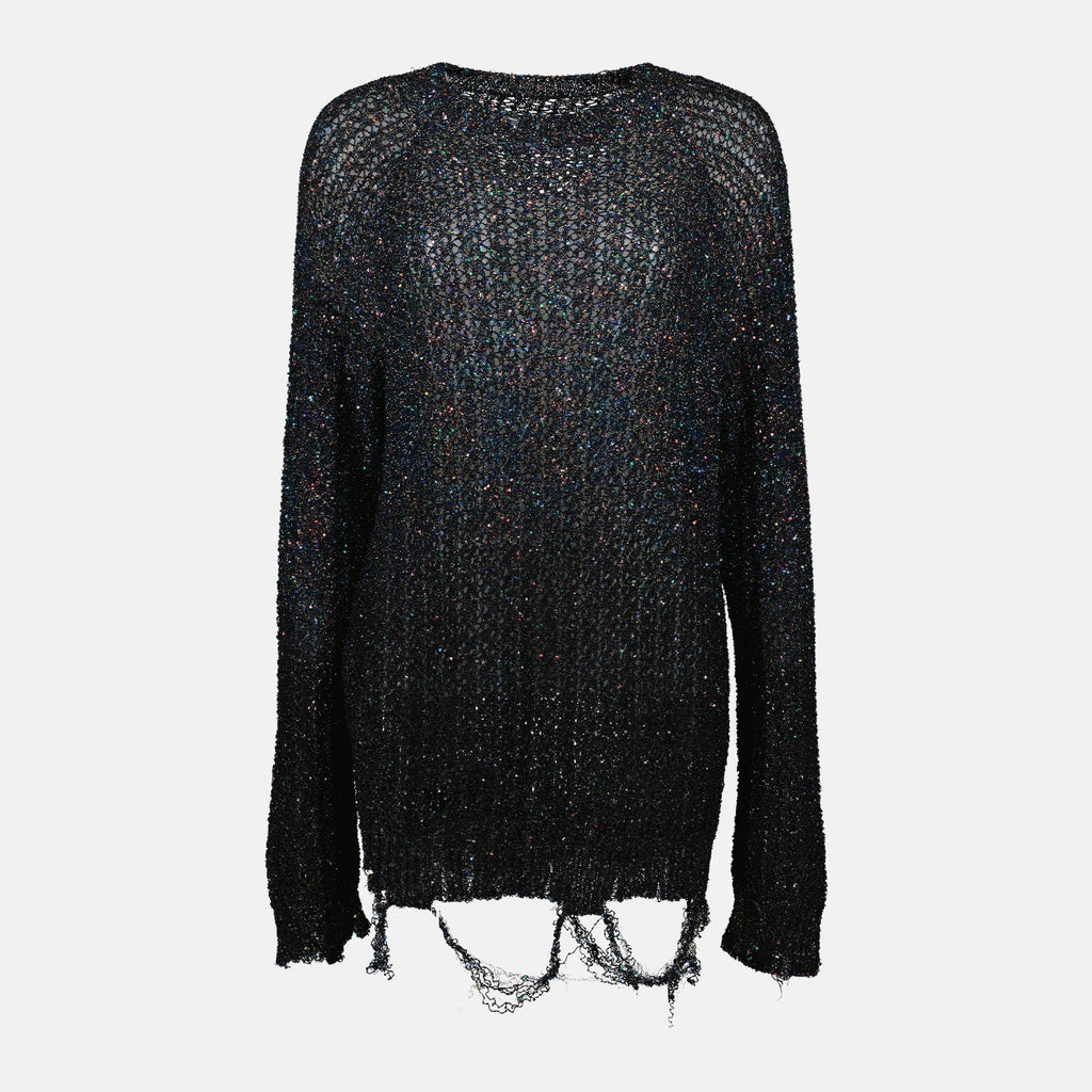 Maille Pull à sequins battus Maison Margiela Bleu Femme