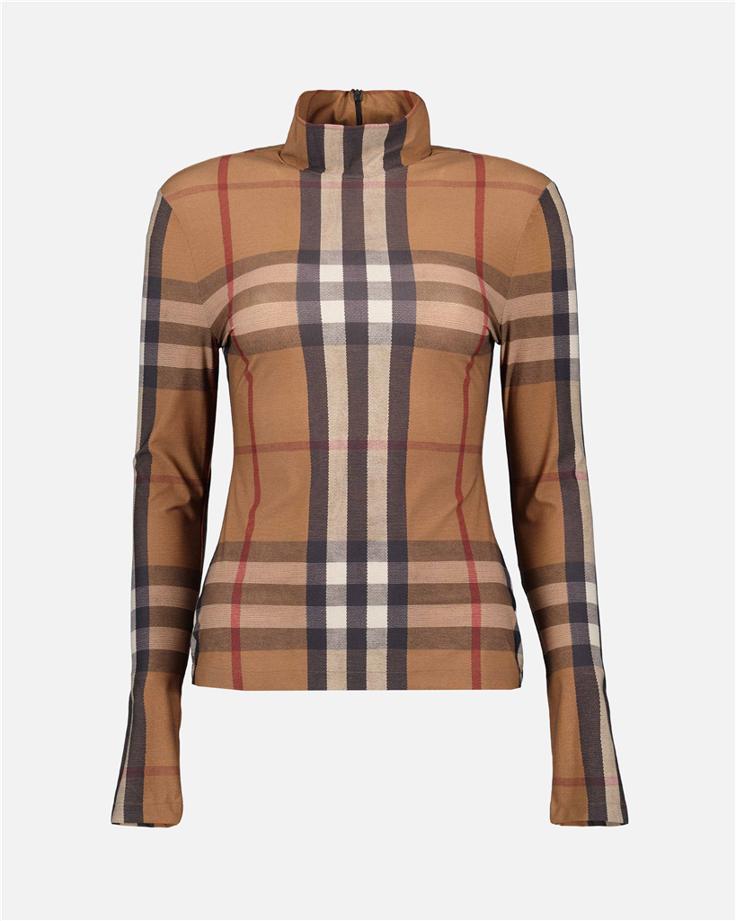 니트웨어 Pull fin à carreaux Burberry 갈색 Femme