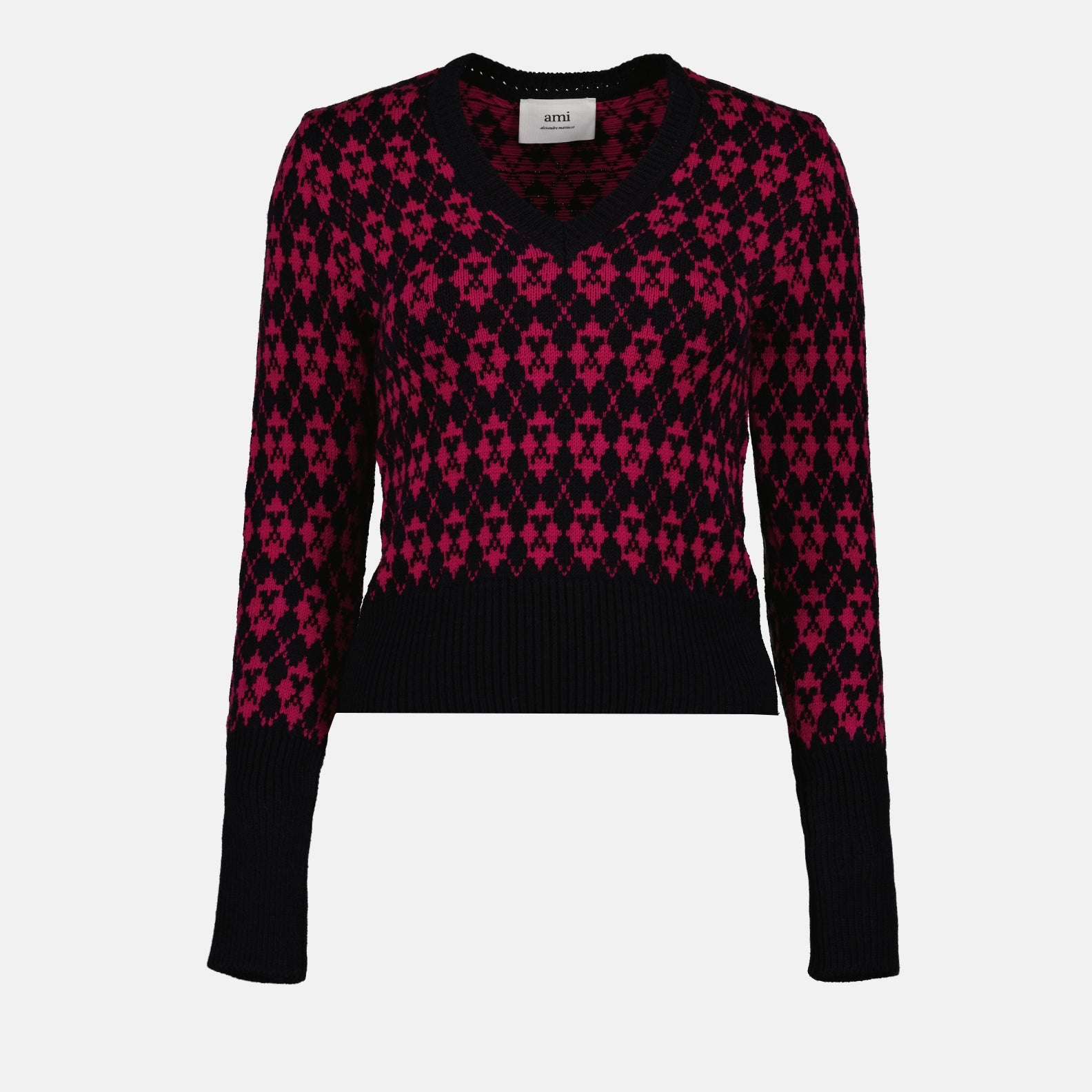 니트웨어 Pull jacquard Ami PARIS 검은색 Femme