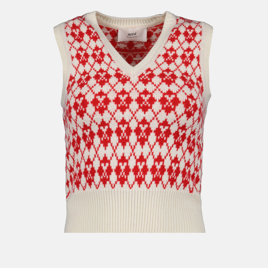 Knitwear Sleeveless jacquard sweater Ami PARIS Red Women