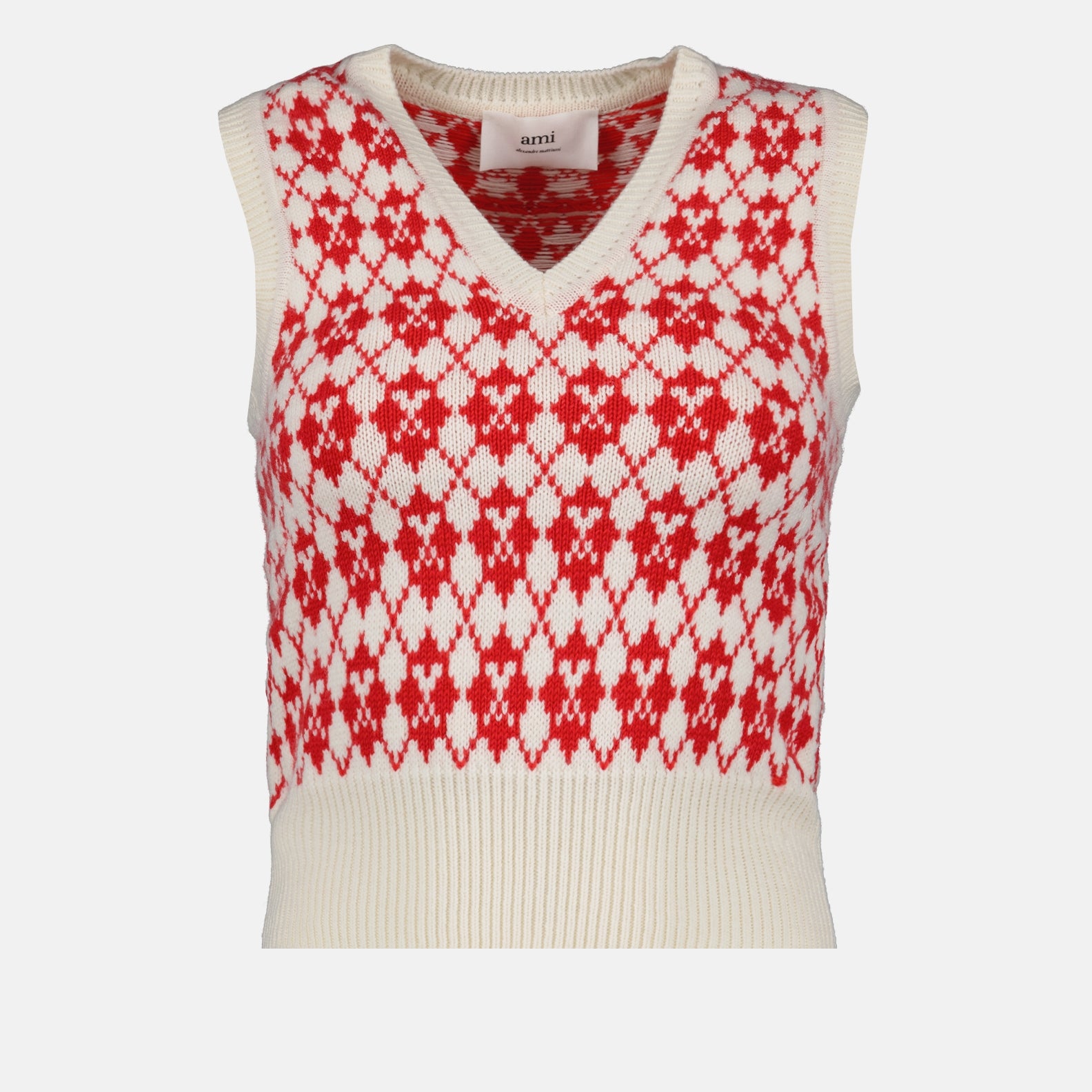 니트웨어 Pull jacquard sans manches Ami PARIS 빨간색 Femme