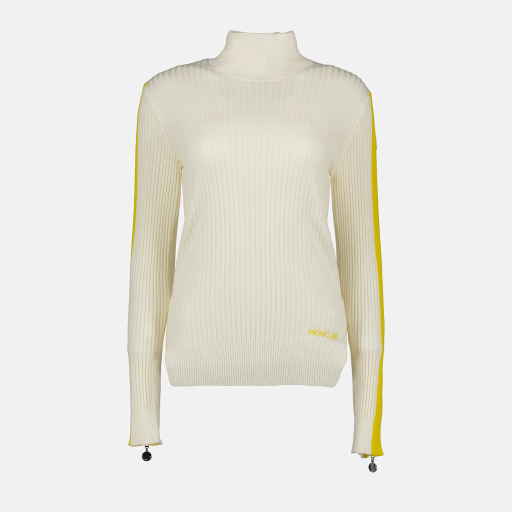 Malhas Pulôver T-Neck Moncler Bege Femme