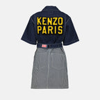 Robe en denim bicolore