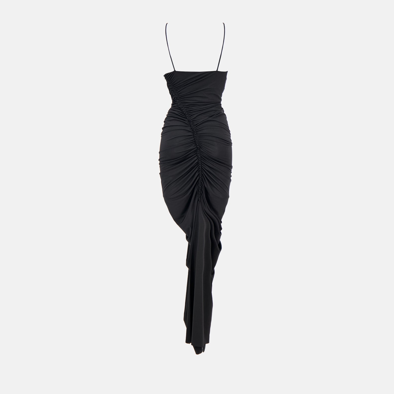Robe noire froncée