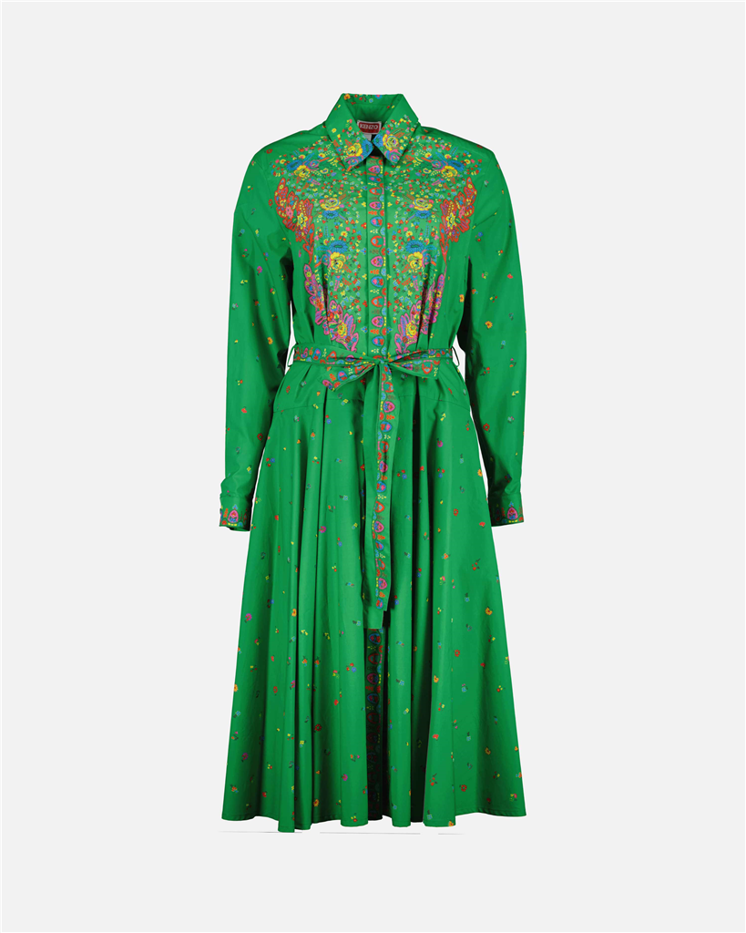 드레스 Robe Paisley Flower Kenzo 녹색 Femme
