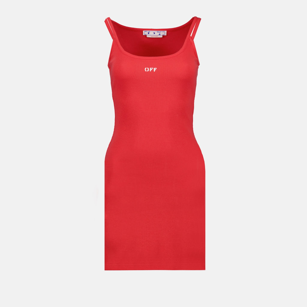 드레스 Robe Off Stamp Off-White 빨간색 Femme