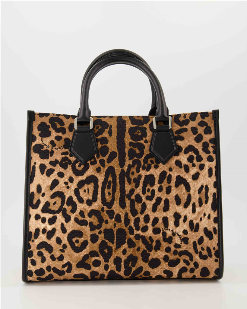 Tote bags Sac cabas léopard Dolce & Gabbana Braun Femme