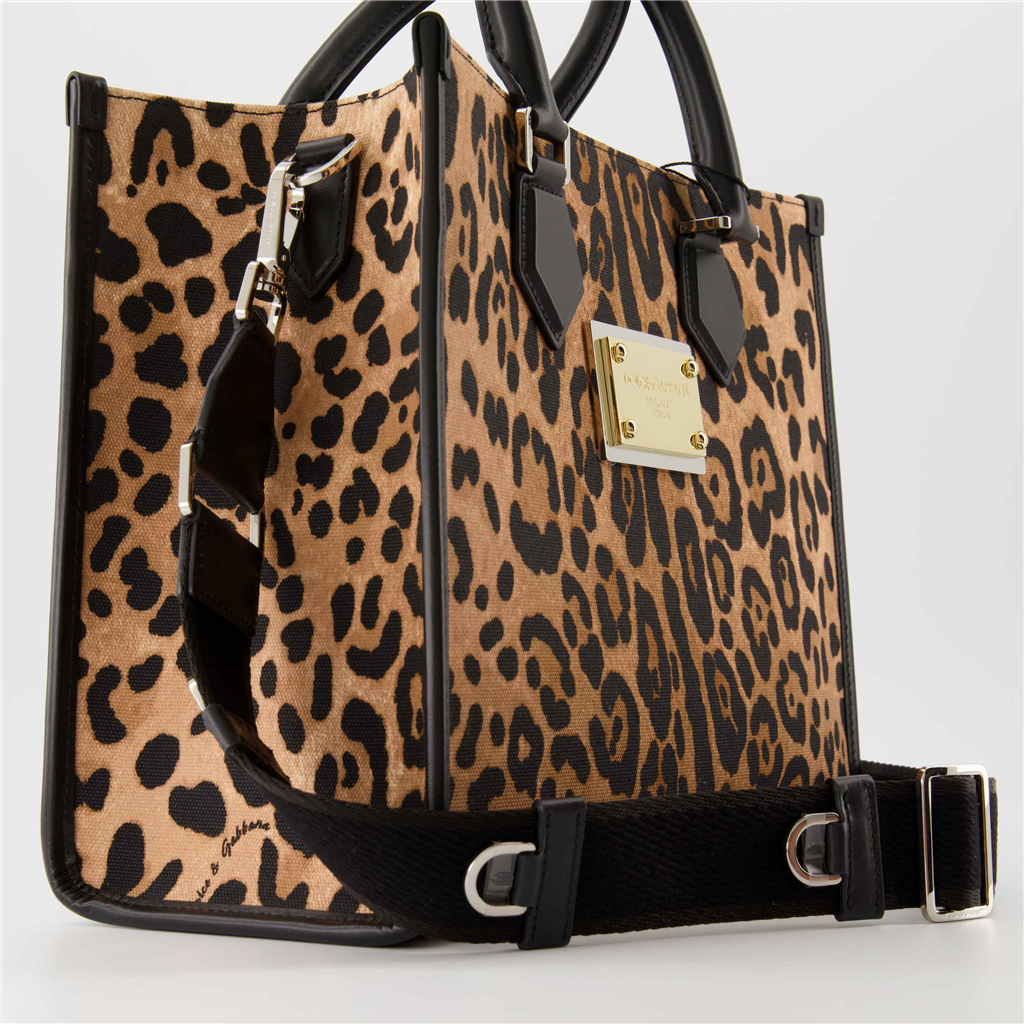 Tote bags Sac cabas léopard Dolce & Gabbana Braun Femme